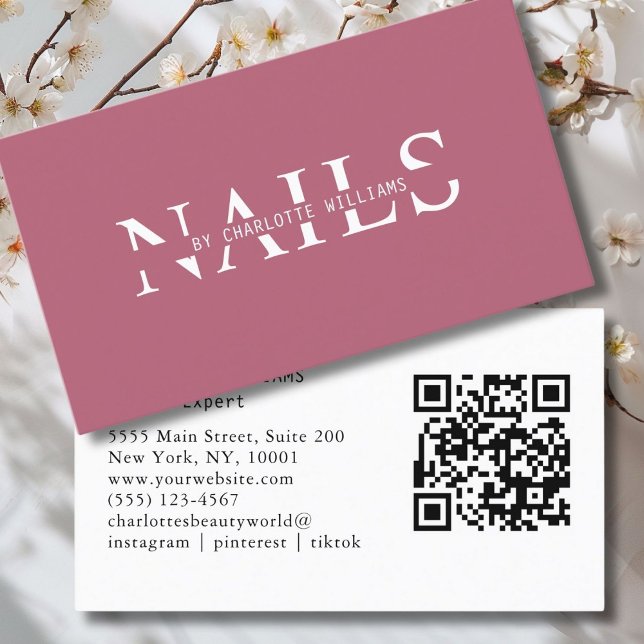Cartão De Visita Moderno, Código QR (Modern, QR Code Business Card. Perfect for Beauty, Nails, Lashes, Hair experts and more.)
