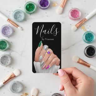 Cartão De Visita Moderno Código QR do Artista de Unhas para Marca d