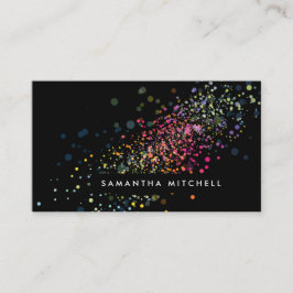 Cartão De Visita Moderno Colorida Confetti Bokeh Preto