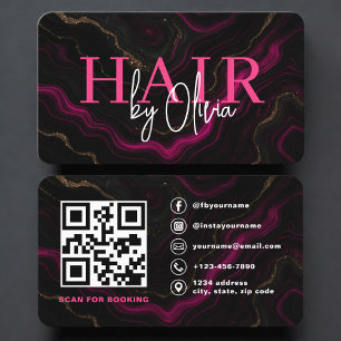 Cartão de Visita Moderno com QR Code para Cabeleir