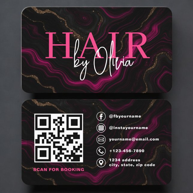 Cartão de Visita Moderno com QR Code para Cabeleir (Criador carregado)