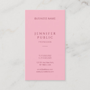 Cartão De Visita Moderno cor-de-rosa elegante do modelo simples