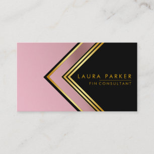 Cartão De Visita Moderno da Finanças Geométricas Douradas na Retro 
