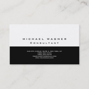 Cartão De Visita Moderno da tendência branca preto simples e simple
