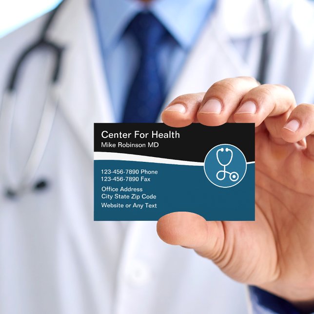 Cartão de Visita Moderno de Consultório Médico Est (Criador carregado)
