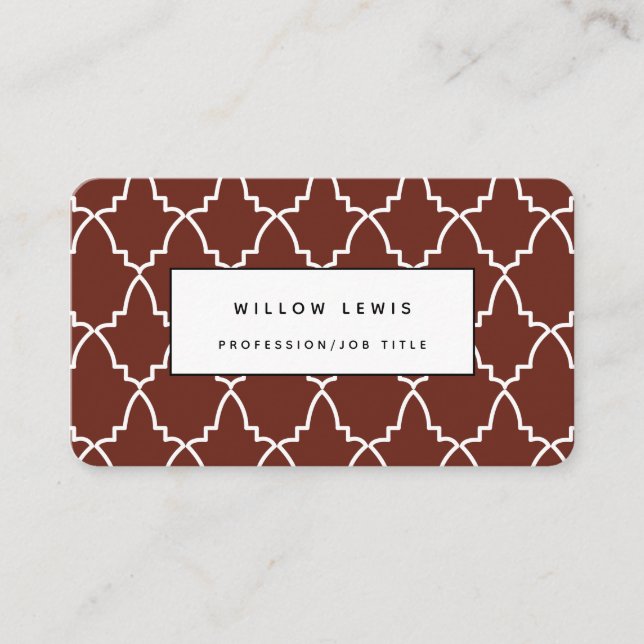 Cartão De Visita Moderno de terraplenagem marroquina personalizada (Frente)