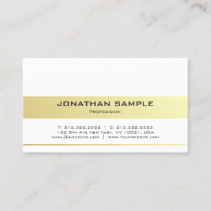 Cartão De Visita Moderno Design Elegante Dourado Branco Esbelto