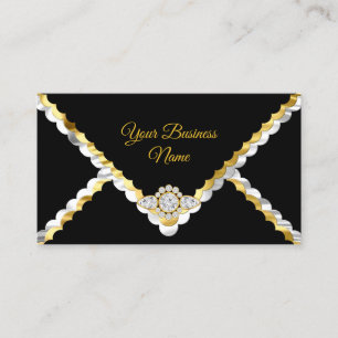 Cartão De Visita Moderno Diamante Jóia Prata Preto Branco Dourado E