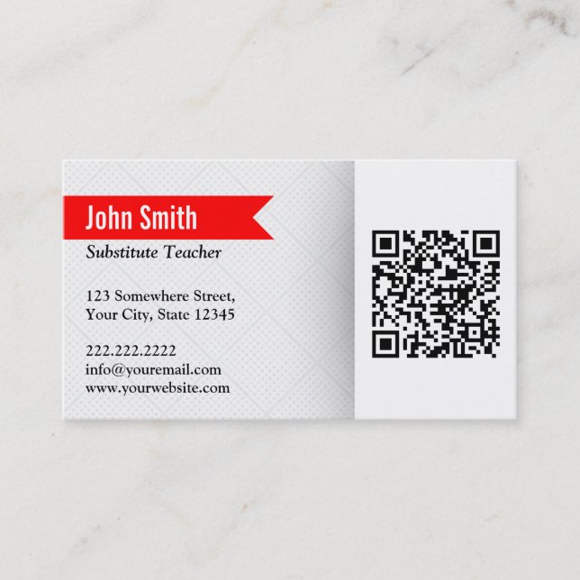 Cartão de visita moderno do professor Substitute (Frente)