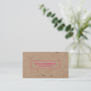 Cartão De Visita Moderno e minimalista papel Kraft russo Neon Rosa