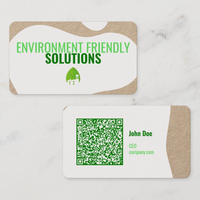 Cartão de visita moderno ecológico com código QR (Frente/Verso)