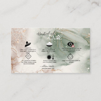 Cartão De Visita Moderno Elegante Aquarela Óleo essencial verde