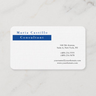 Cartão De Visita Moderno Elegante Azul Profundo Branco Minimalista