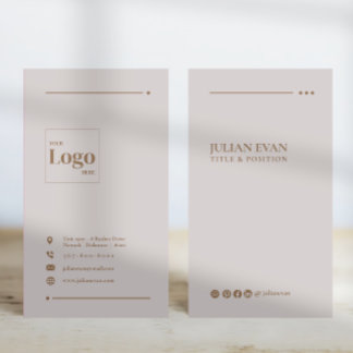 Cartão De Visita Moderno Elegante Beige Social LinkedIn