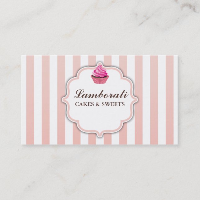 Cartão De Visita Moderno elegante bonito do rosa da padaria do (Frente)