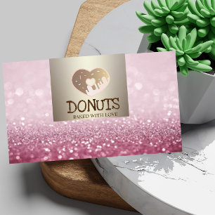 Cartão De Visita Moderno Elegante, Brilho Bokeh, Donuts, Padaria