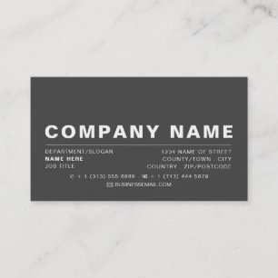 Cartão De Visita Moderno elegante - Cinzas e branco -