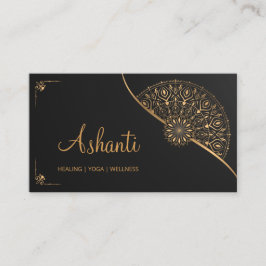 Cartão De Visita Moderno Elegante de Mandala Dourada Negra