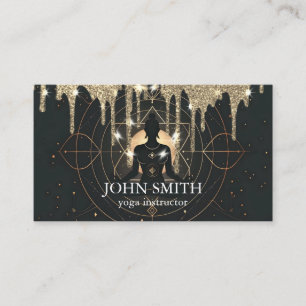 Cartão De Visita Moderno Elegante Dourado Chakra Energy Yoga