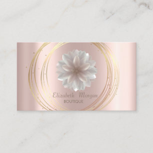 Cartão De Visita Moderno Elegante Dourado Rosa, Círculos Lótus