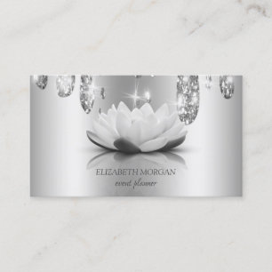 Cartão De Visita Moderno Elegante Estiloso Prata Lotus,Pingos