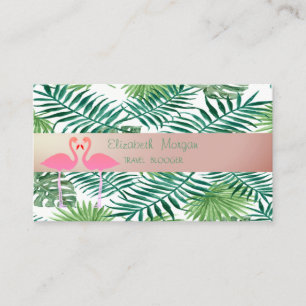 Cartão De Visita Moderno Elegante, Folhas de Palmeira Tropicais, Fl