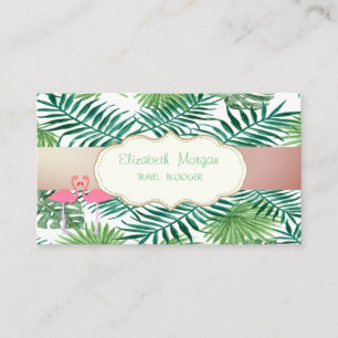 Cartão De Visita Moderno Elegante, Folhas de Palmeira Tropicais, Fl