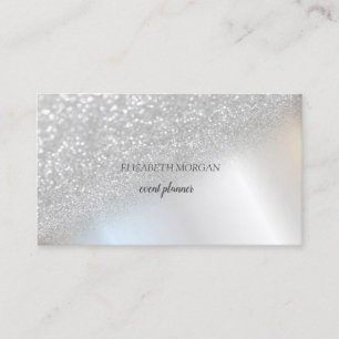 Cartão De Visita Moderno Elegante Glitter Prateado Bokeh Ombre