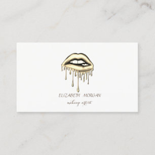Cartão De Visita Moderno Elegante,Lábios Metálicos, Maquiagem