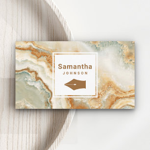 Cartão De Visita Moderno Elegante Marble Caneta Nib Profissional