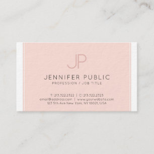 Cartão De Visita Moderno Elegante Monograma Trendy Blush Link