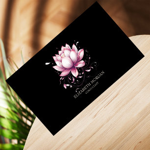 Cartão De Visita Moderno Elegante Preto Lotus Estiloso