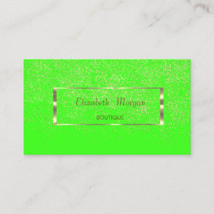 Cartão De Visita Moderno Elegante, Quadro Dourado, Confetes Verde N