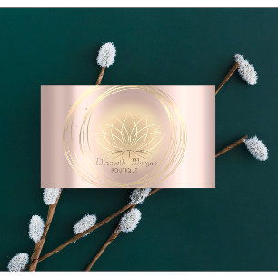 Cartão De Visita Moderno Elegante Rosa Dourado, Círculos Dourados L