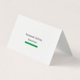 Cartão De Visita Moderno Elegante Simples Plano Verde Branco Minima