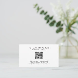 Cartão De Visita Moderno Elegante Simples Seu Código QR de Texto Pe