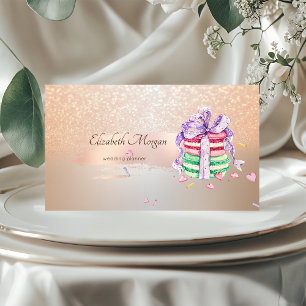 Cartão De Visita Moderno Elegante, Traço de Pincel em Dourado Rosa,