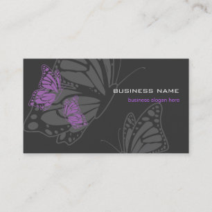 Cartão De Visita Moderno elegante violeta & escuro da borboleta