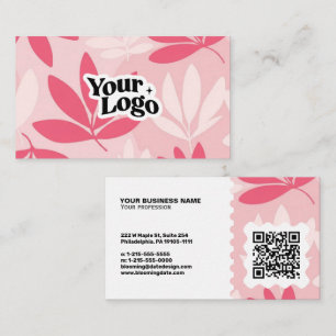 Cartão de Visita Moderno Floral – Código Qr e logo