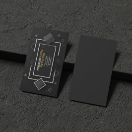 Cartão De Visita Moderno Geométrico Preto e Branco Elegante
