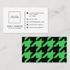 Cartão De Visita Moderno Houndstooth Adicionar logotipo preto e ver