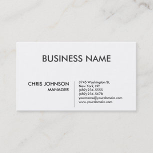 Cartão de visita moderno liso preto & branco