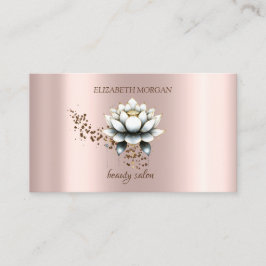 Cartão De Visita Moderno Lótus Branco Elegante e Diamantes