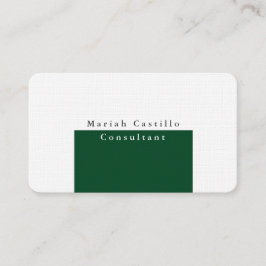 Cartão De Visita Moderno Minimalista Branco Verde Florestal Elegant
