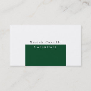 Cartão De Visita Moderno Minimalista Branco Verde Florestal Elegant