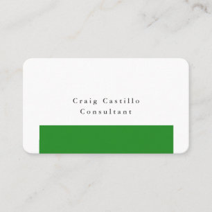Cartão De Visita Moderno Minimalista Branco Verde Florestal Elegant