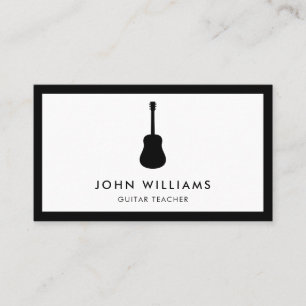 Cartão De Visita Moderno minimalista da guitarra acústica do músi