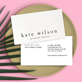 Cartão De Visita Moderno minimalista de couro branco profissional