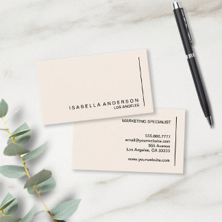 Cartão De Visita Moderno Minimalista de Creme Chic Professional