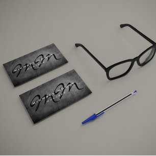 Cartão De Visita Moderno minimalista do monograma corajoso cinzento